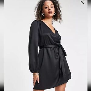 NWT, River Island by ASOS • Satin Wrap Mini Dress, Size 2